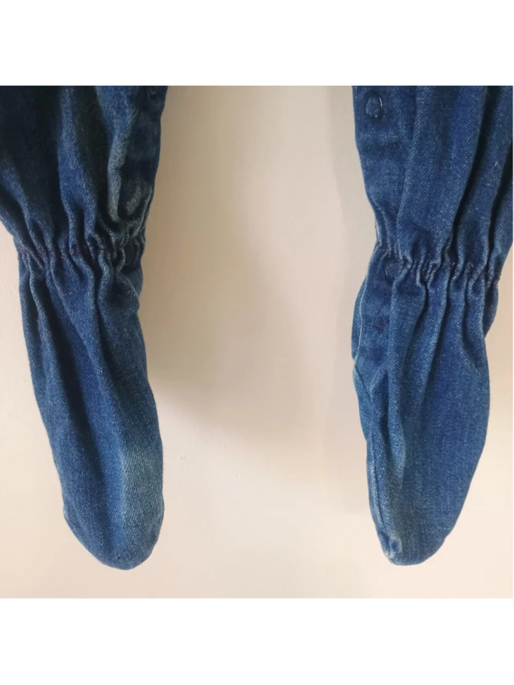 Vintage Oshkosh Blue Jean Denim Footed Bib Overalls Baby 6/9 Mos